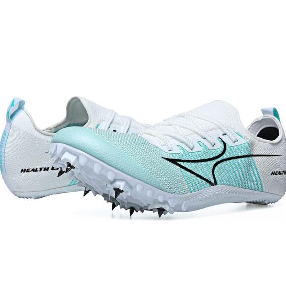 Health Carbon Spike Running Sprint Track Field Sneaker Aqua Cyan & white Size 6 - Picture 1 of 7